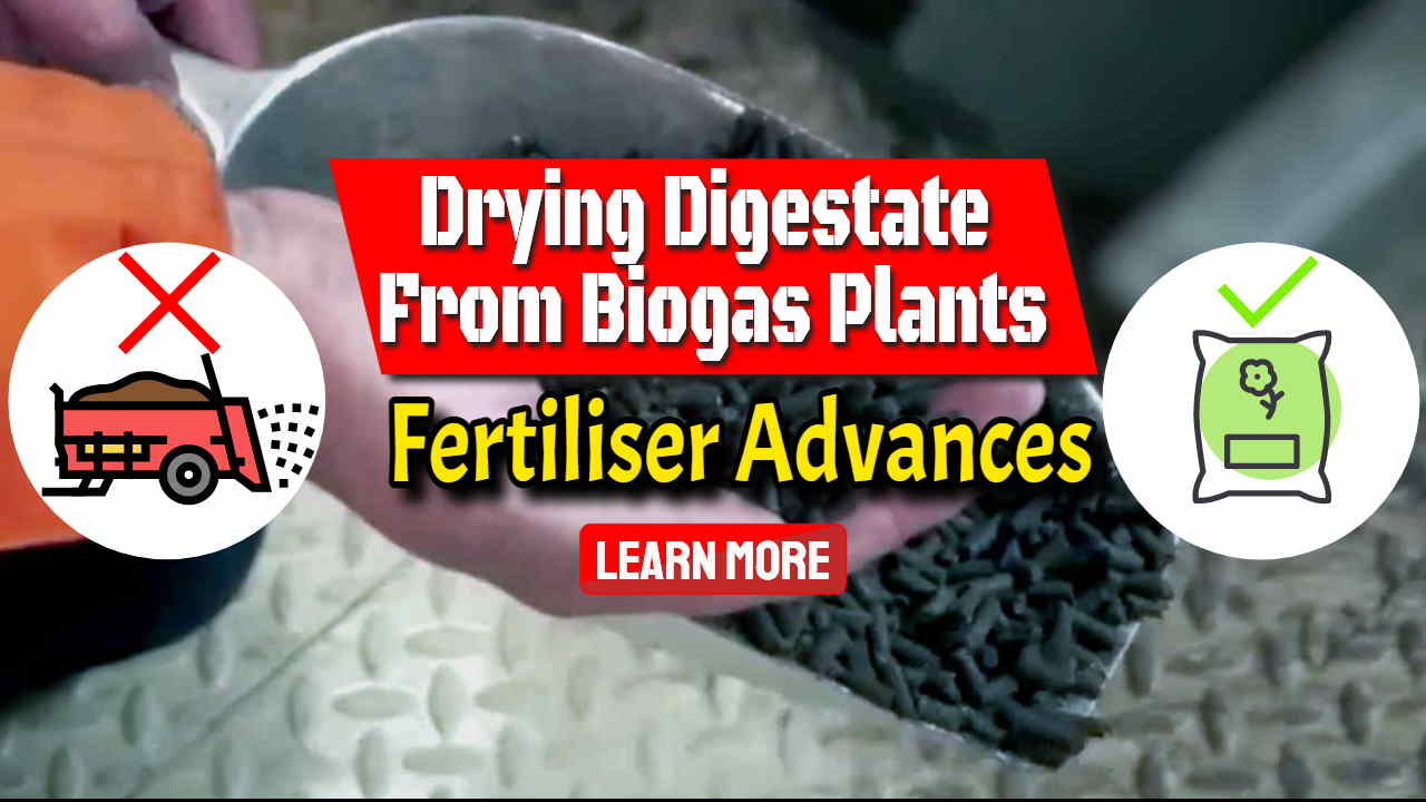 Image text: "Drying digestate from biogas plants".